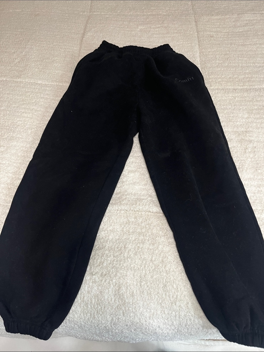 Kids Black Fleece Joggers with Elastic Cuffs